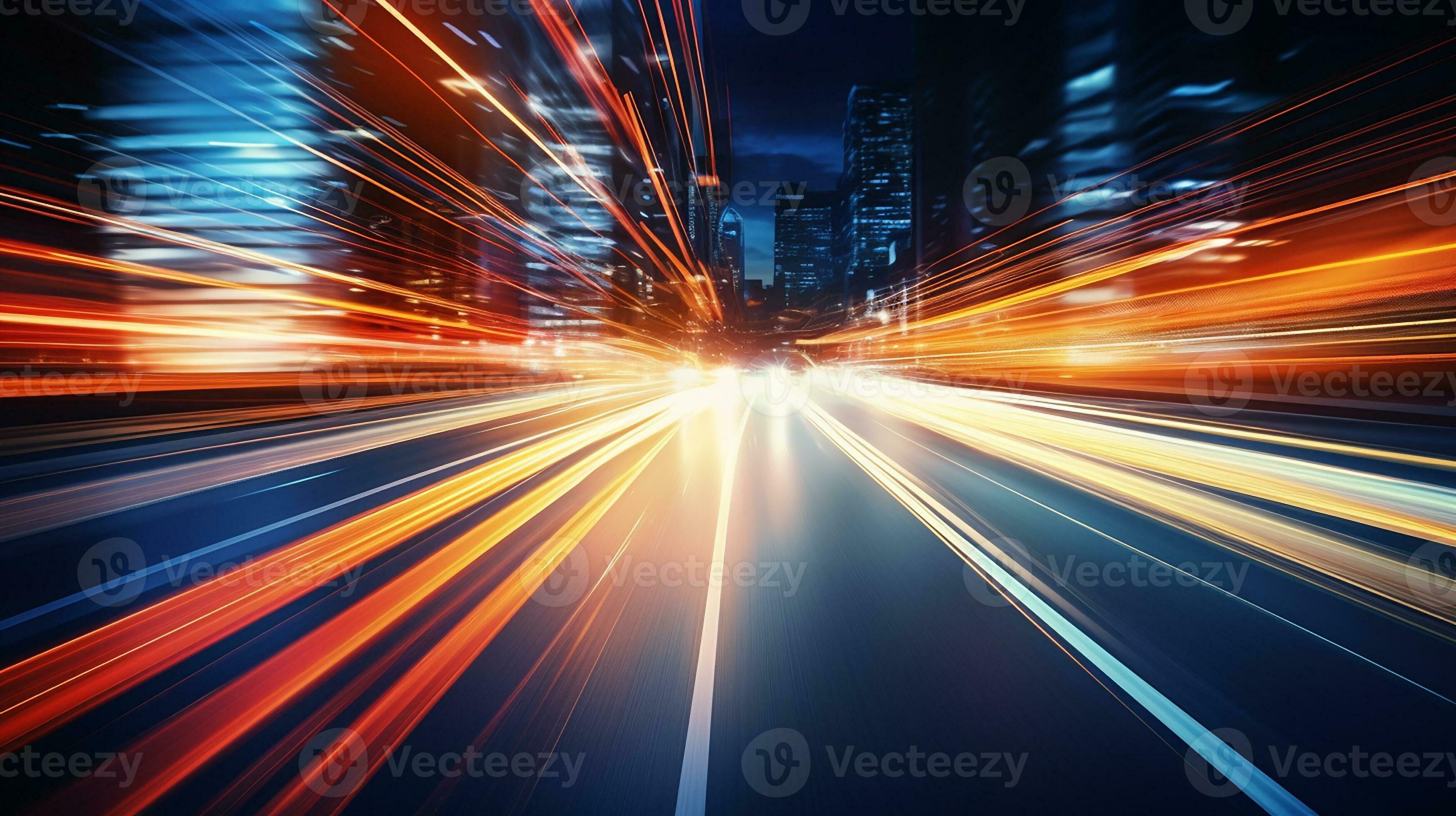 Car motion trails. Speed light streaks background with blurred fast