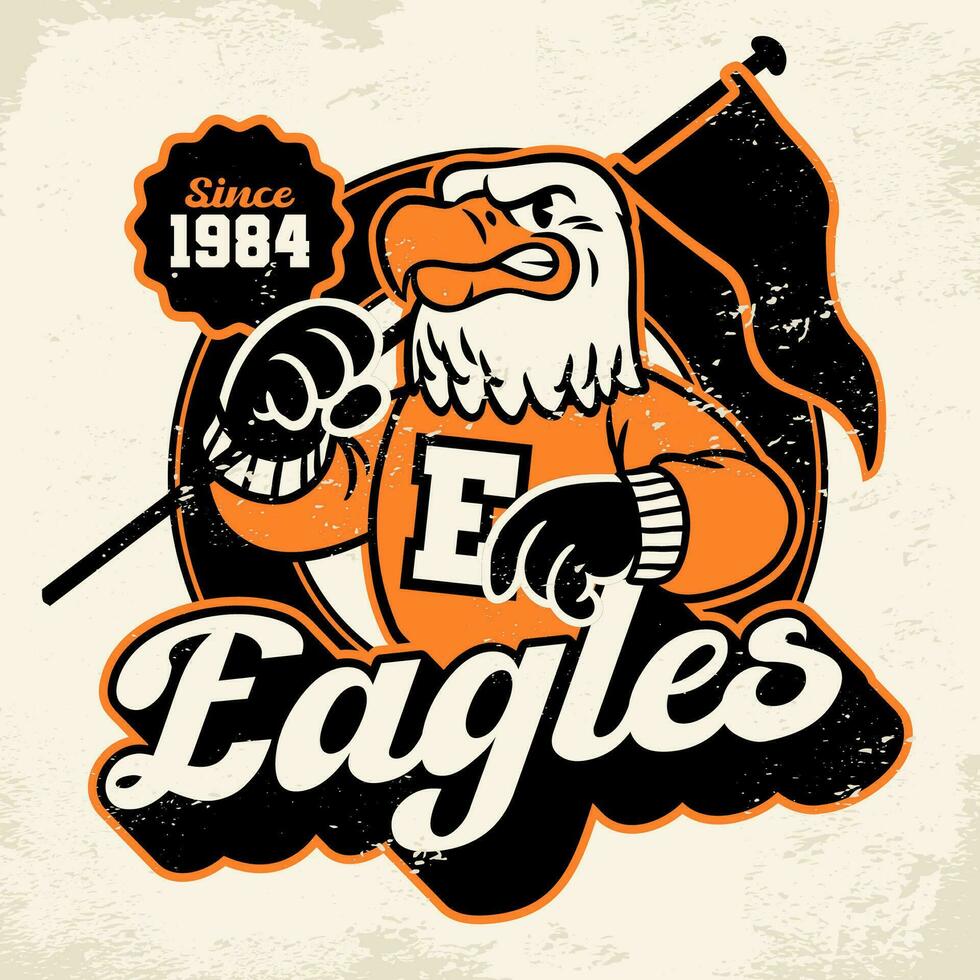 Eagle Mascot Shirt in Vintage Retro Old School Style vector