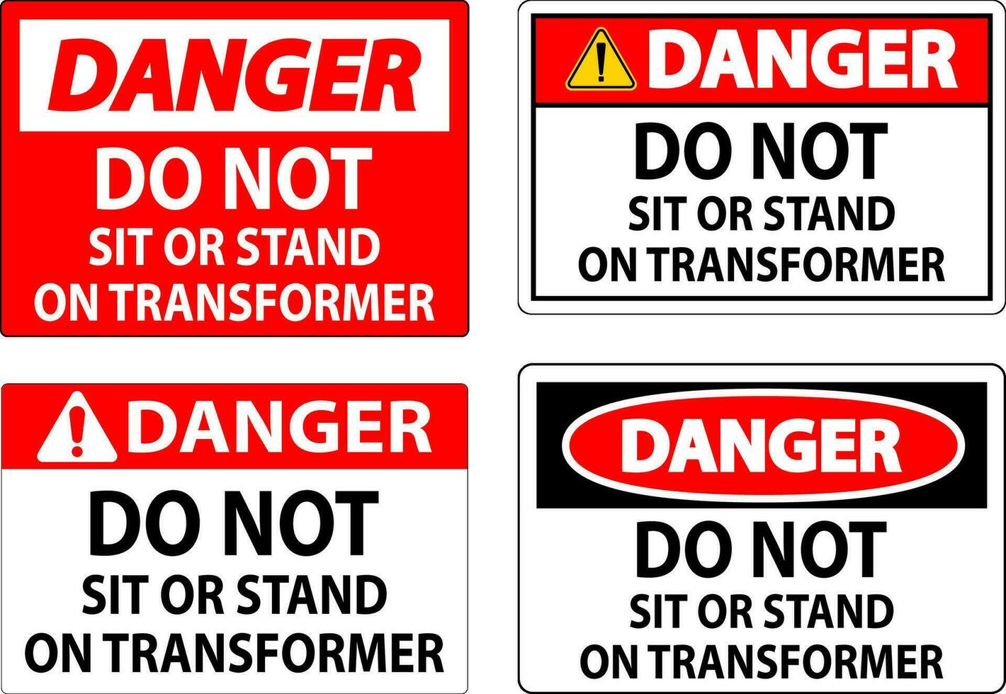 peligro firmar - hacer no sentar o estar en transformador vector