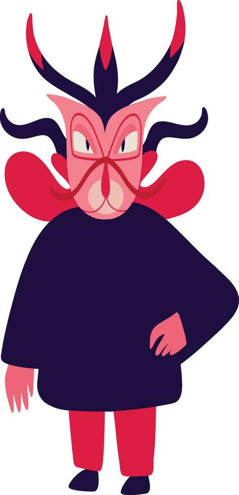 Red funny devil. Vibrant bright Strange ugly Halloween characters. vector