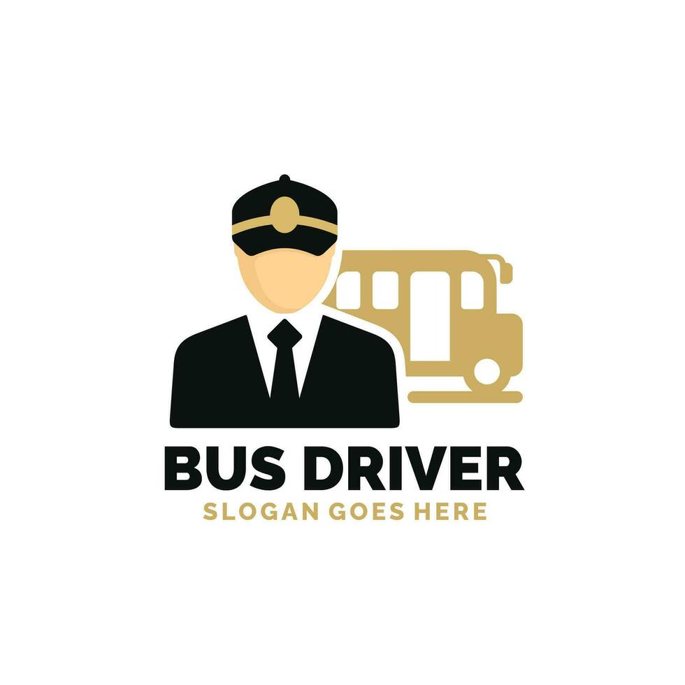 autobús conductor logo diseño vector ilustración