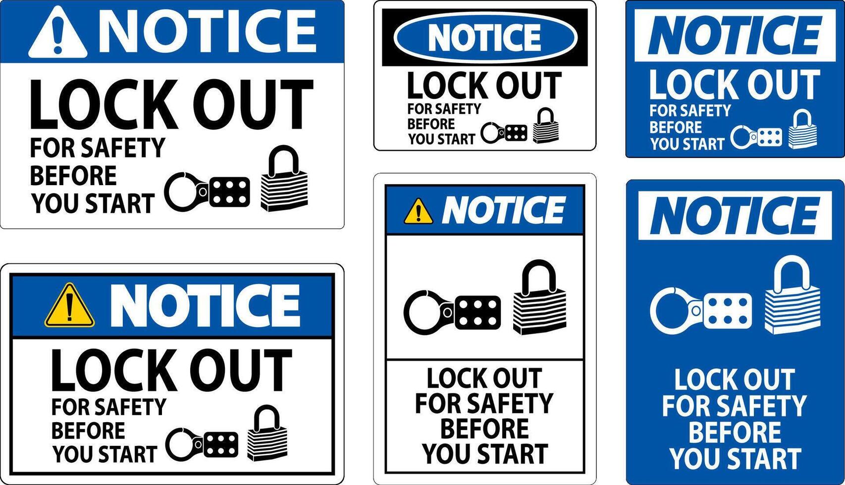 Notice Sign, Lock Out For Safety Before You Start vector