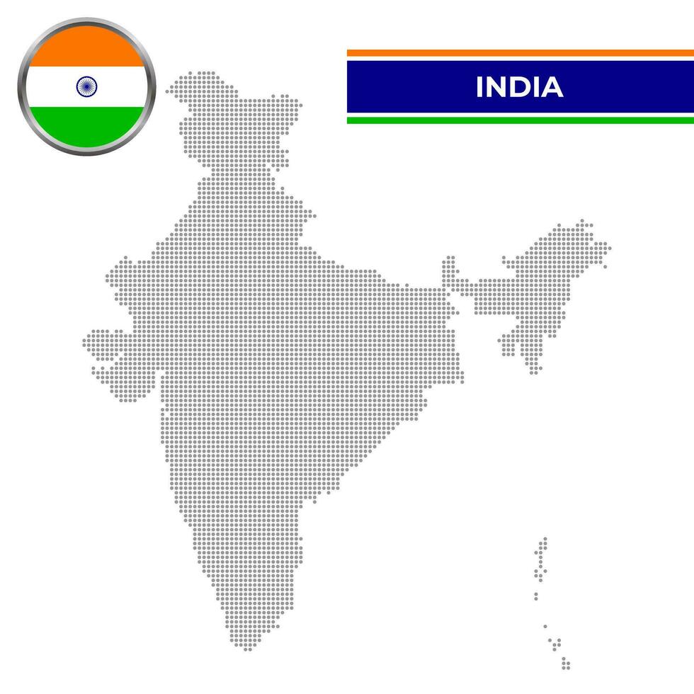 punteado mapa de India con circular bandera vector