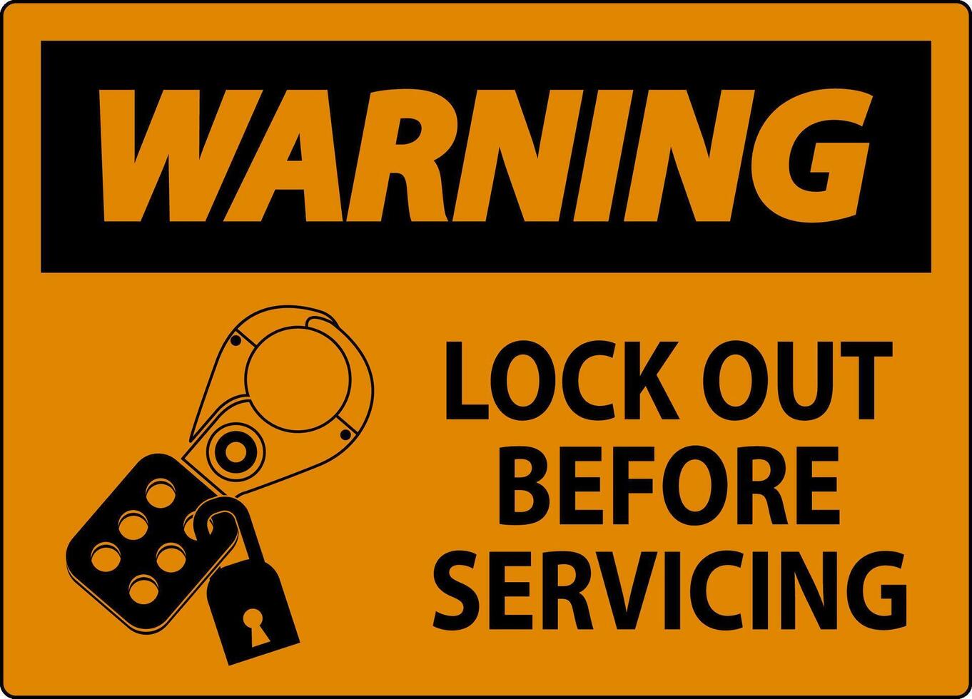 Warning Sign, Lock Out Before Servicing vector