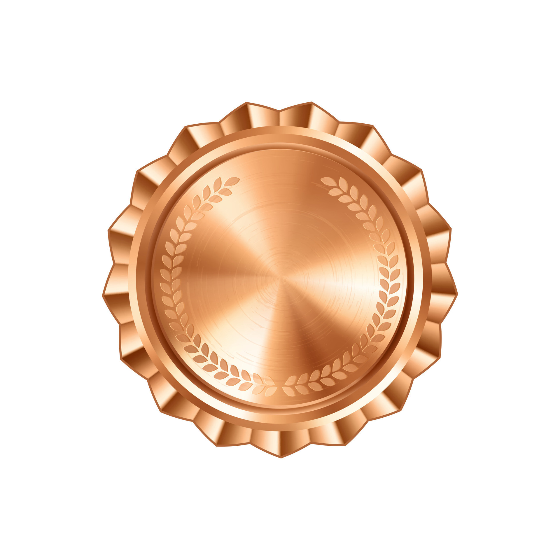 Blank bronze medal template with engraved laurel wreath. Versatile Blank bronze medal template with engraved laurel wreath. Versatile