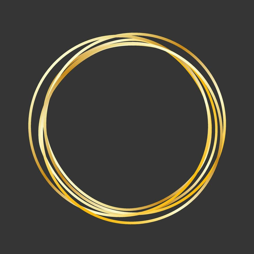 Golden ring, vip shine design. Bright effect circle element. Vector illustration on black background