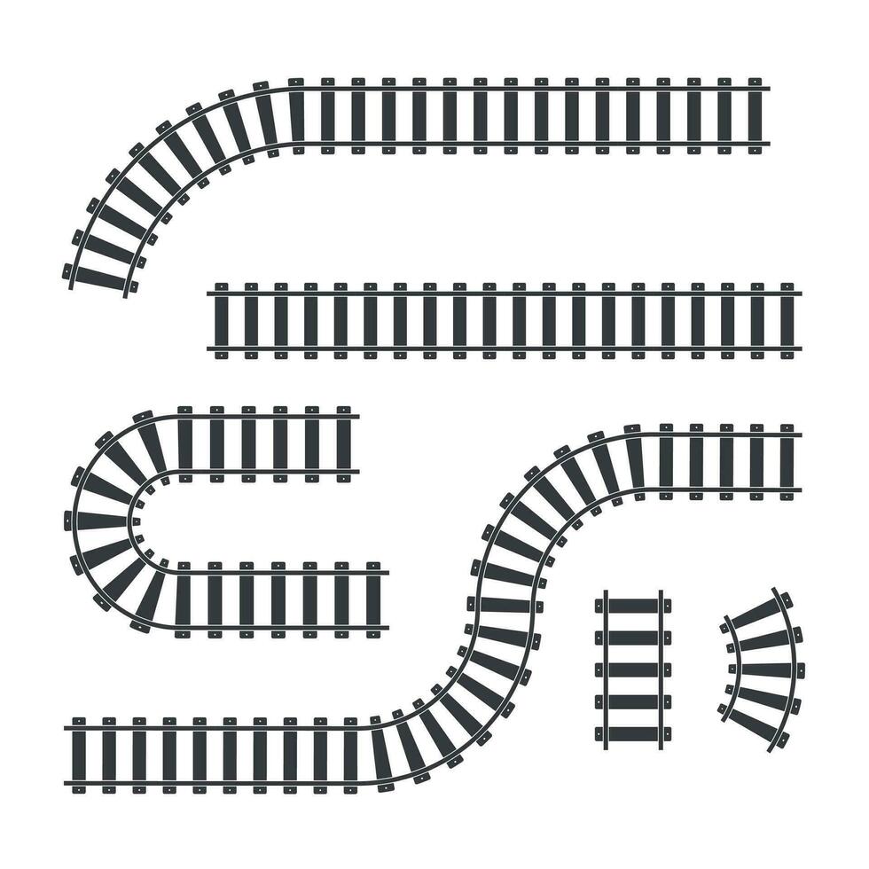 Train tracks set. Electronic way, subway, metro, tramway. Vector