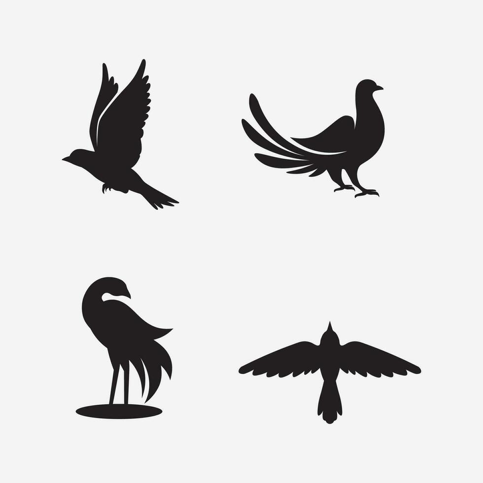 birds and wing logo animal vector icon fly design illustration template graphic