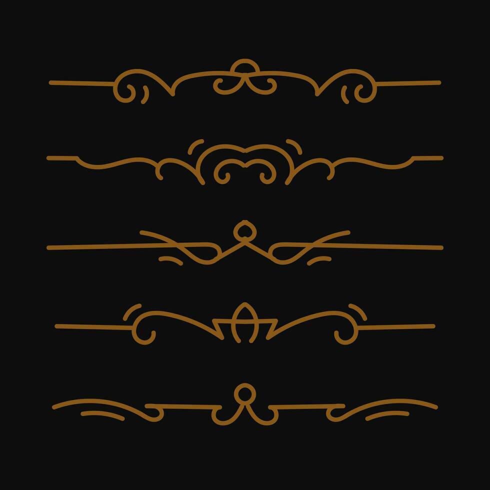 Set of ornamental filigree flourishes and thin dividers. Classical vintage elements, vector illustration