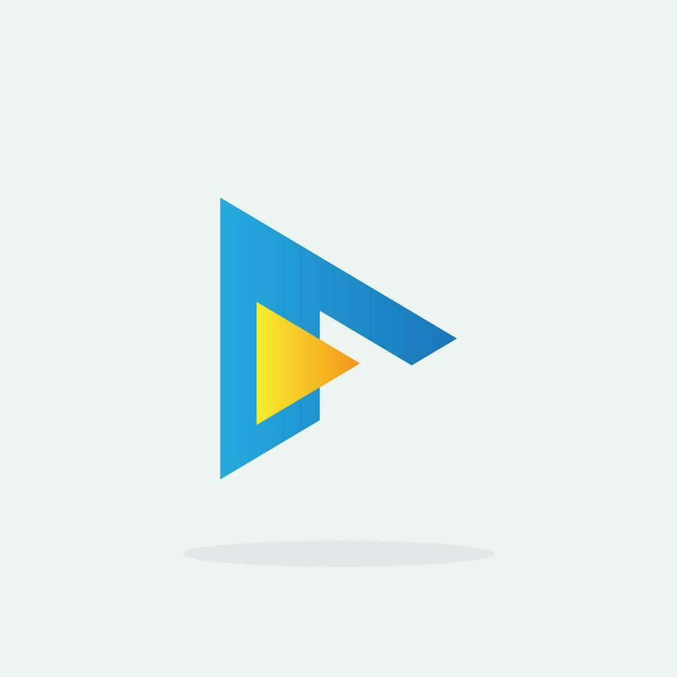 Play button for media app logo. Streaming service app Logotype. Multimedia player icon design element for Music and movie start sign, audio and video editor logo vector