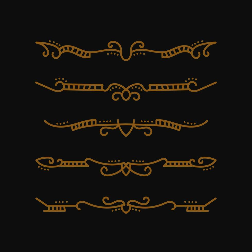 Set of ornamental filigree flourishes and thin dividers. Classical vintage elements, vector illustration