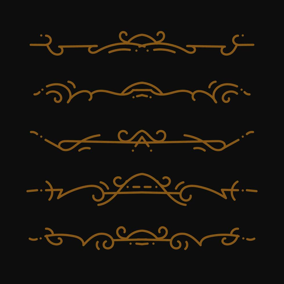 Set of ornamental filigree flourishes and thin dividers. Classical vintage elements, vector illustration