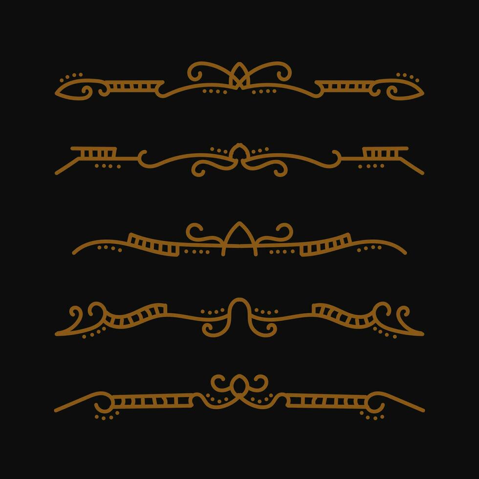 Set of ornamental filigree flourishes and thin dividers. Classical vintage elements, vector illustration