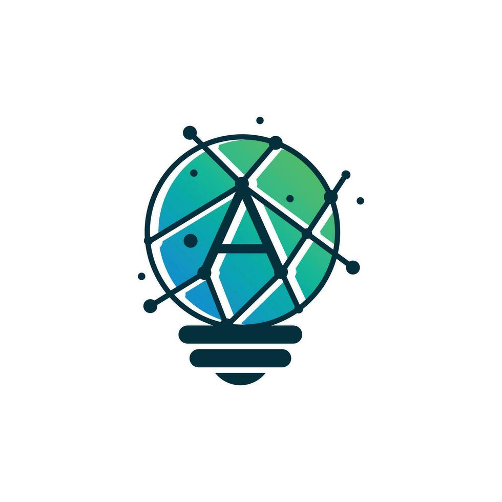 Smart bulb logo design element vector with creative technology concept