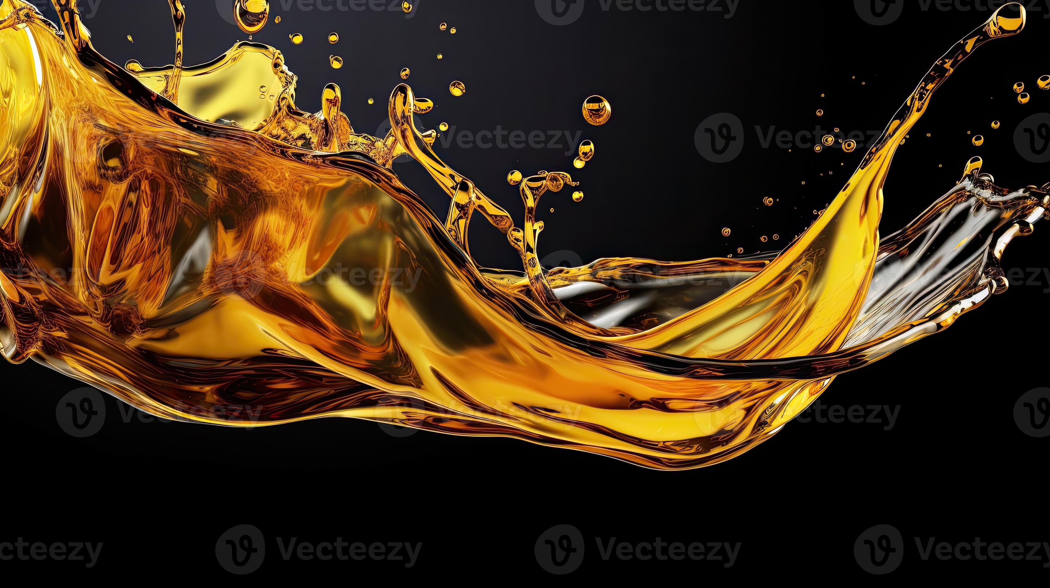 Oil wave splashing in Car engine with lubricant oil. Generative AI