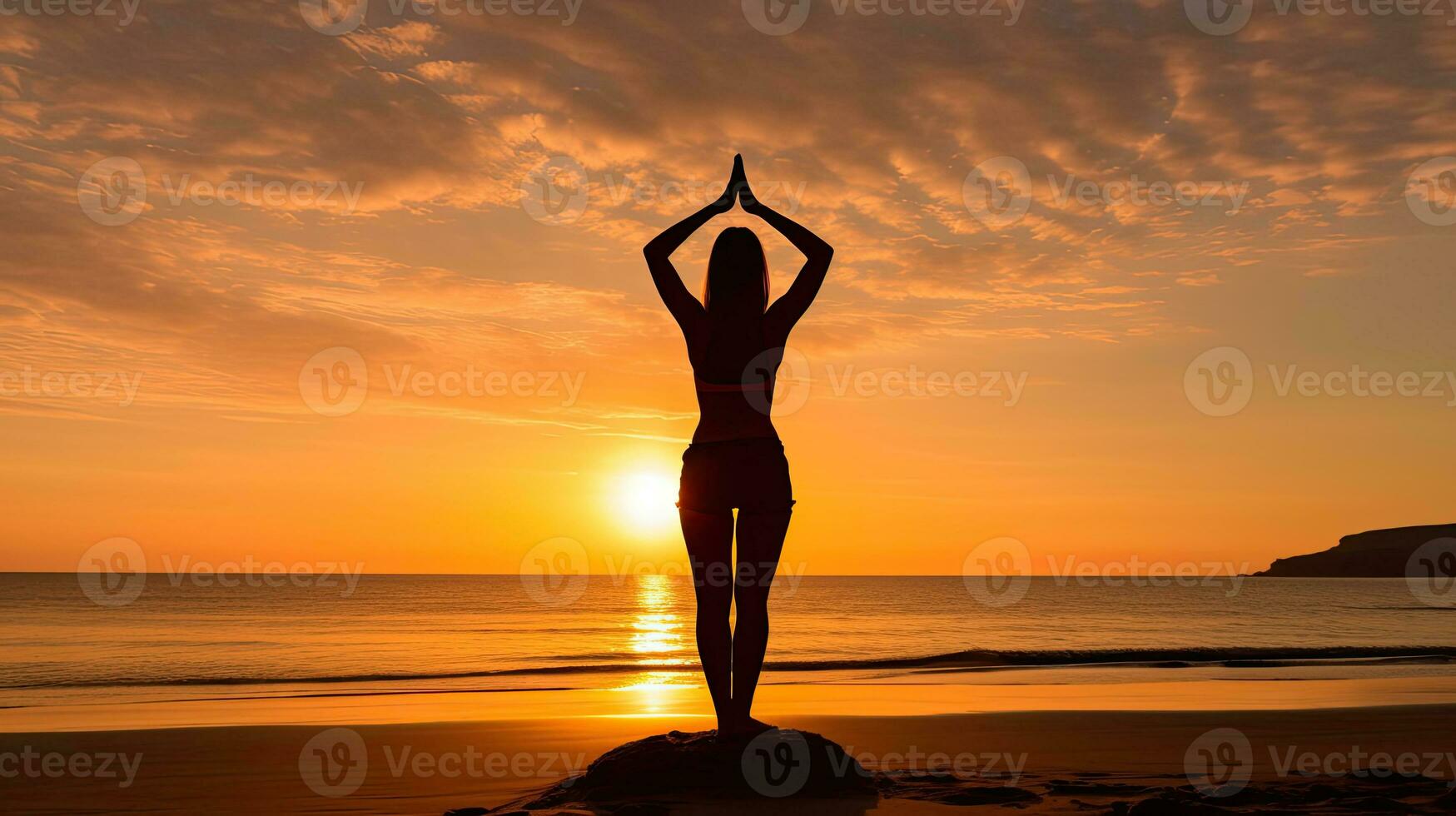 Browse Free HD Images of Beach Yoga Pose- In Sand At Sunset