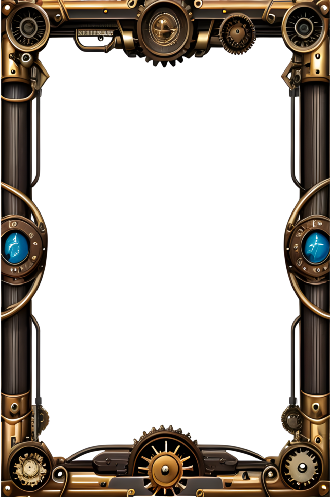 Steam punk Border Frame PNG Transparent Background Ai Generative