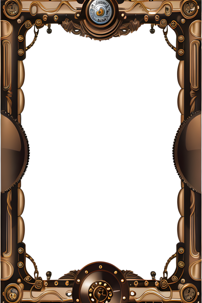 Steam punk Border Frame PNG Transparent Background Ai Generative