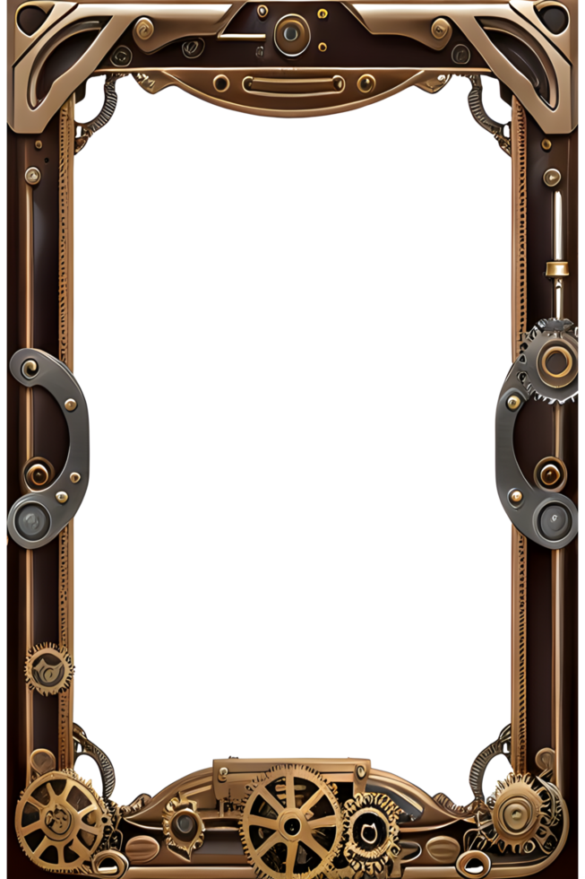 Steam punk Border Frame PNG Transparent Background Ai Generative