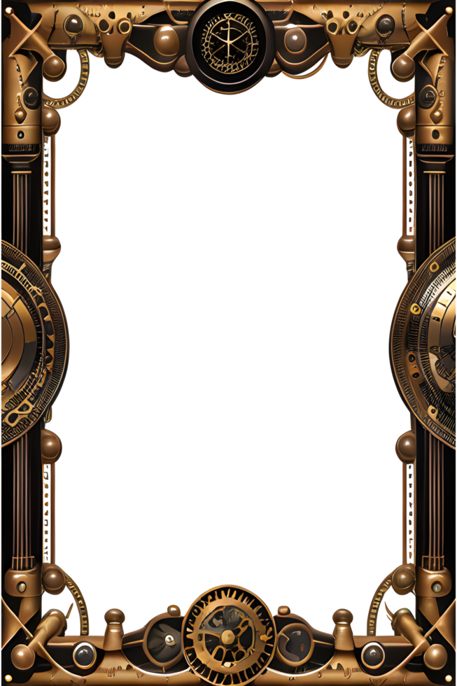 Steam punk Border Frame PNG Transparent Background Ai Generative