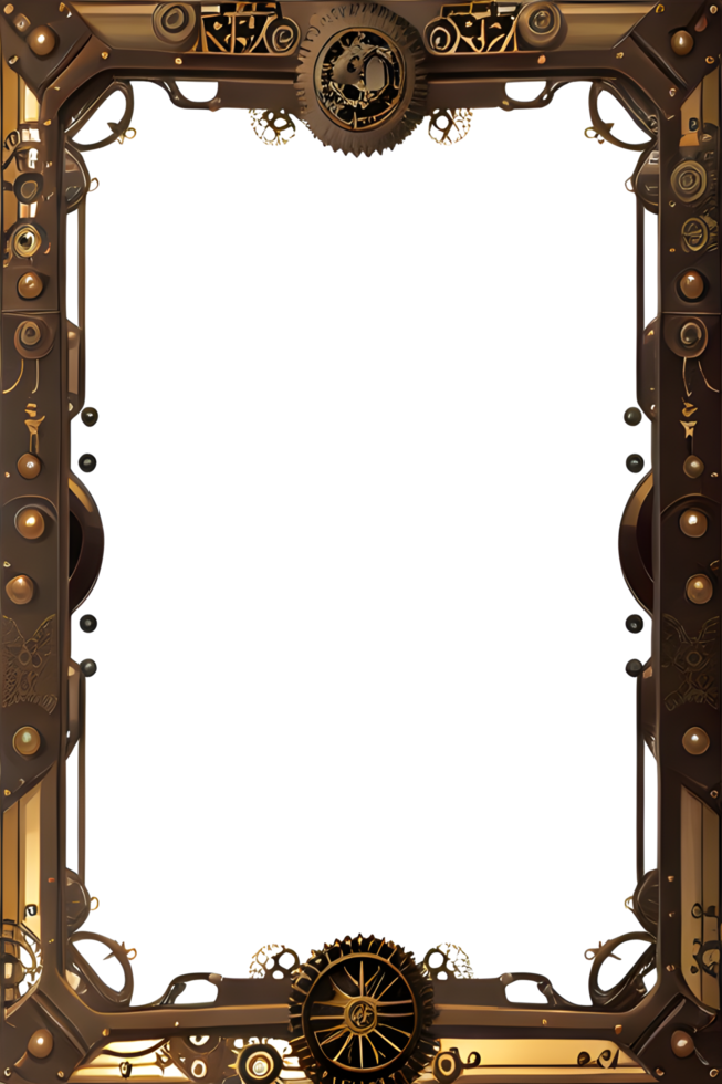 Steam punk Border Frame PNG Transparent Background Ai Generative