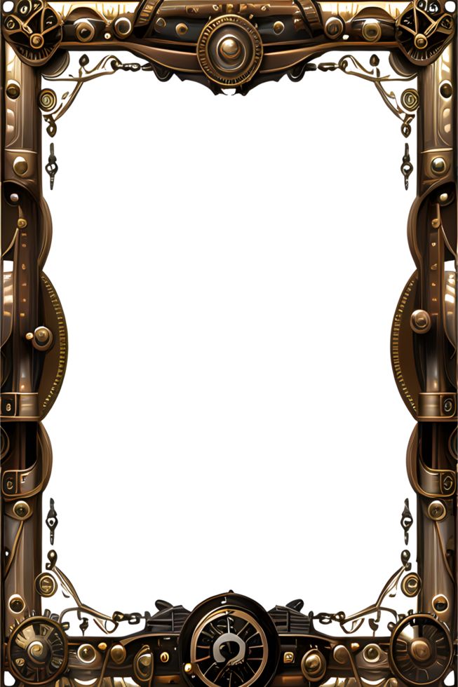 Steam punk Border Frame PNG Transparent Background Ai Generative