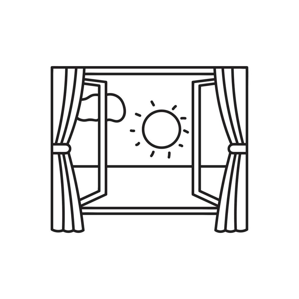 Kids drawing Cartoon Vector illustration window view morning icon Isolated  on White Background 28573377 Vector Art at Vecteezy