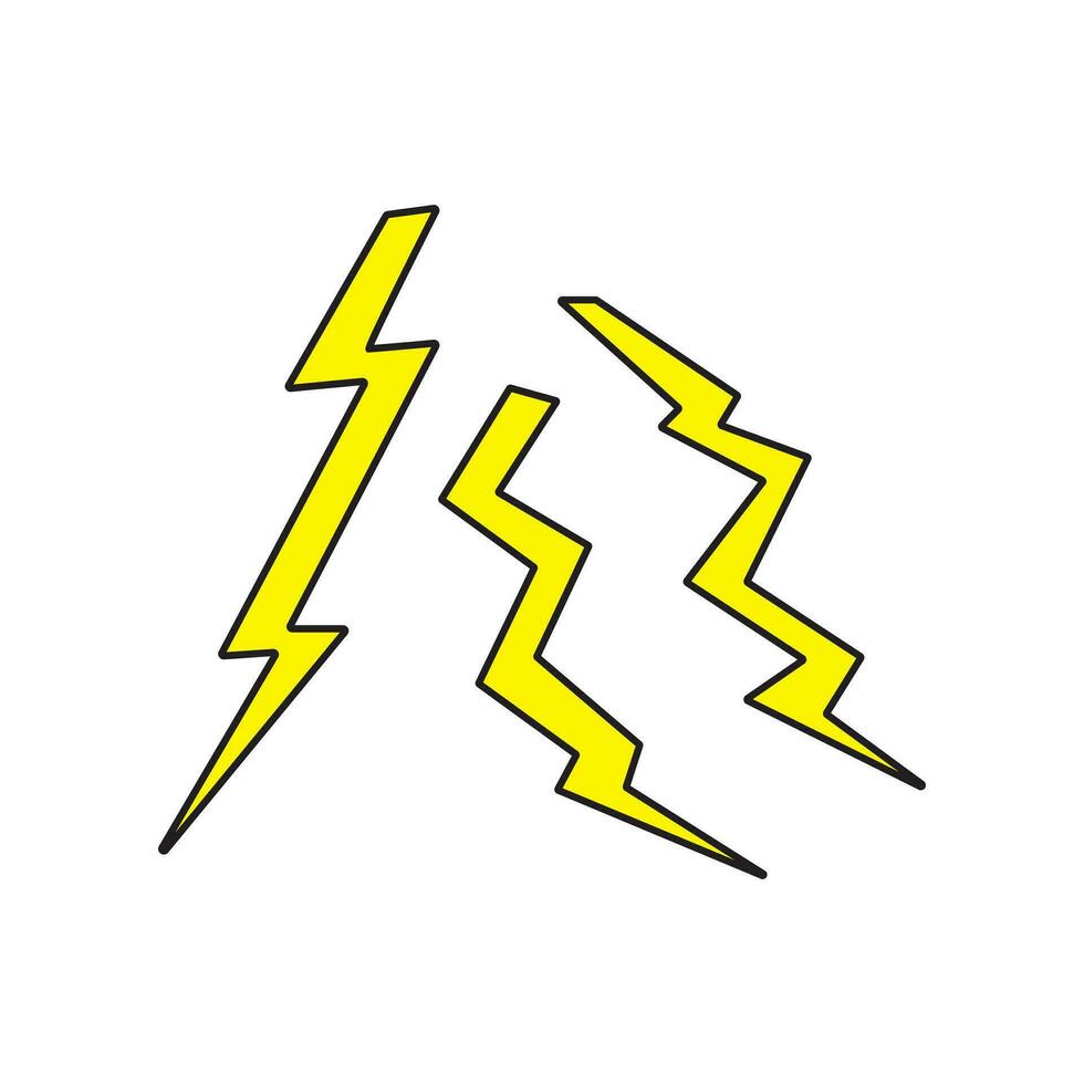 Kids drawing Cartoon Vector illustration lightning bolt icon Isolated