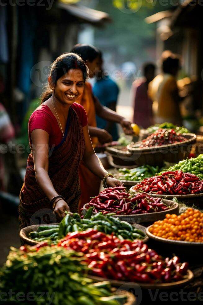 A bustling market with farmers proudly displaying their colorful produce while artisans showcase exquisite crafts amidst joyful cheers and laughter photo