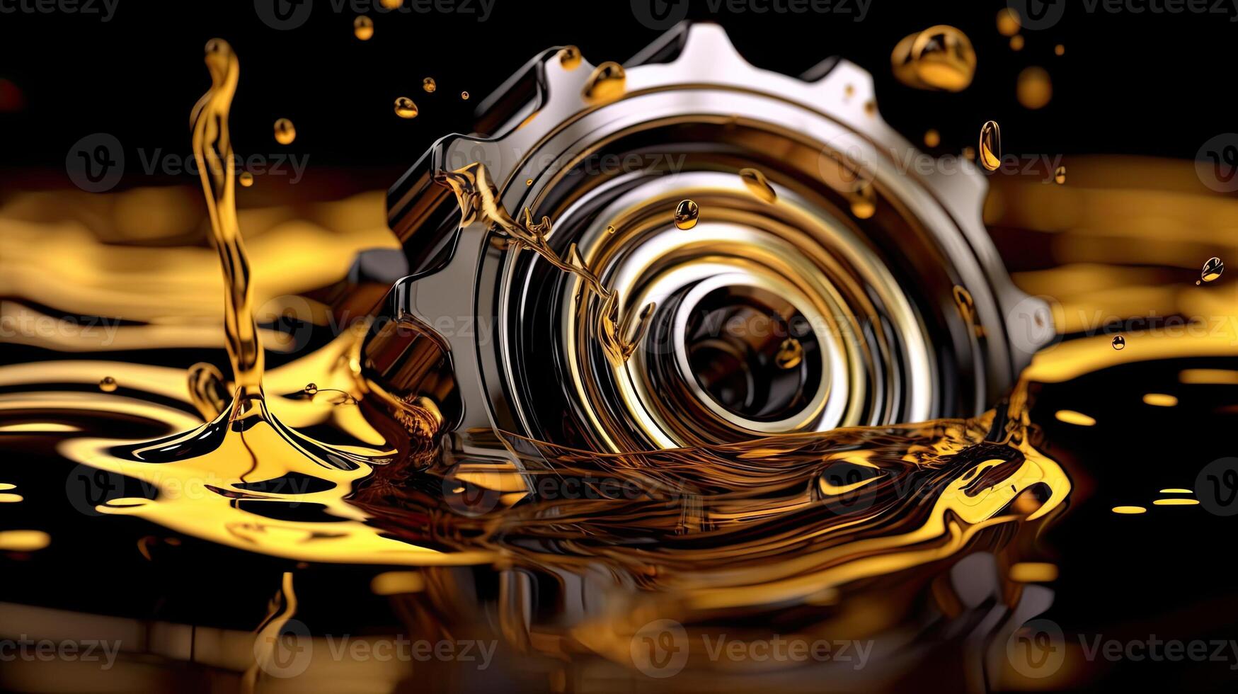 Lubricate motor oil and Gears. Oil wave splashing in Car engine