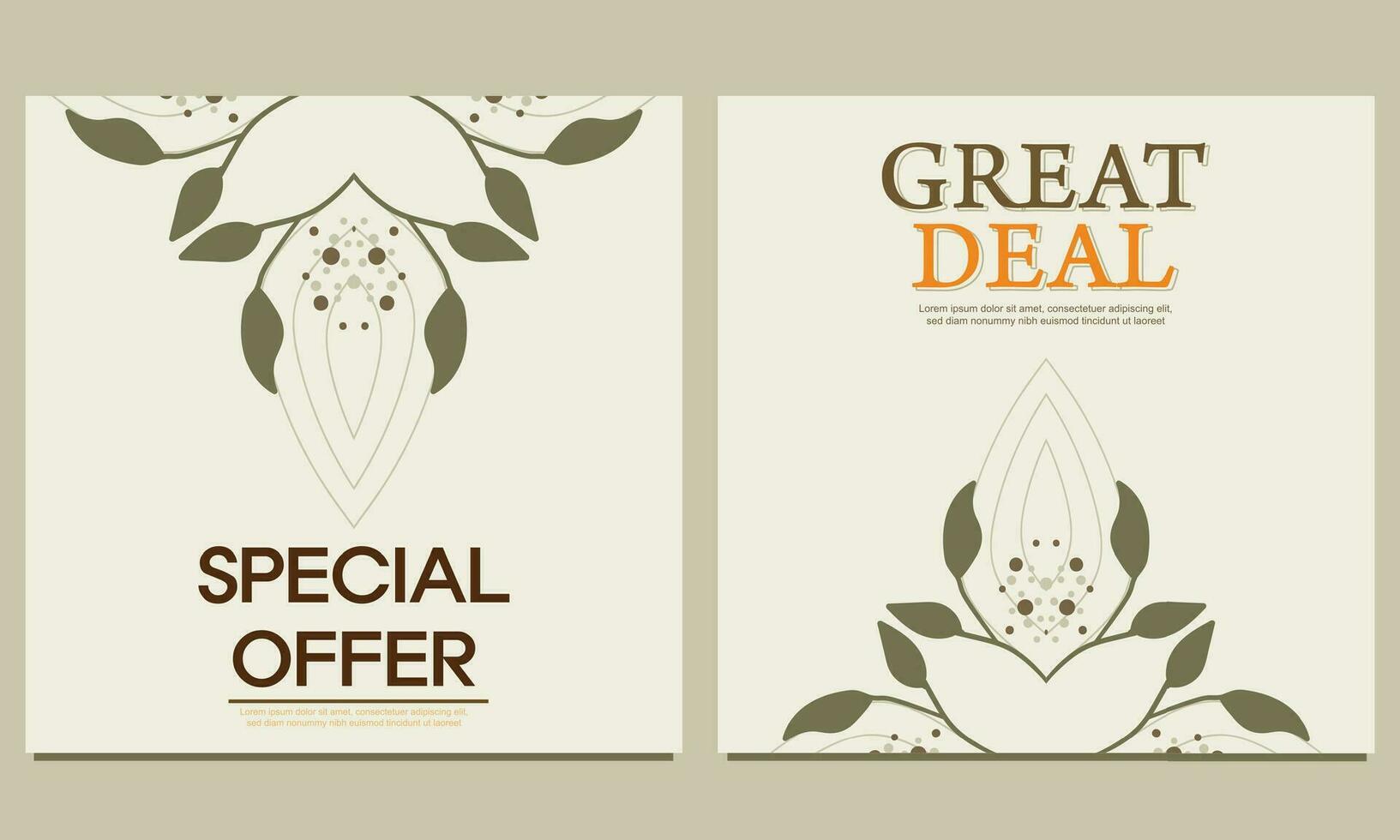 Natural square background with floral ornament. Suitable for social media posts, banners design and web banner. vector