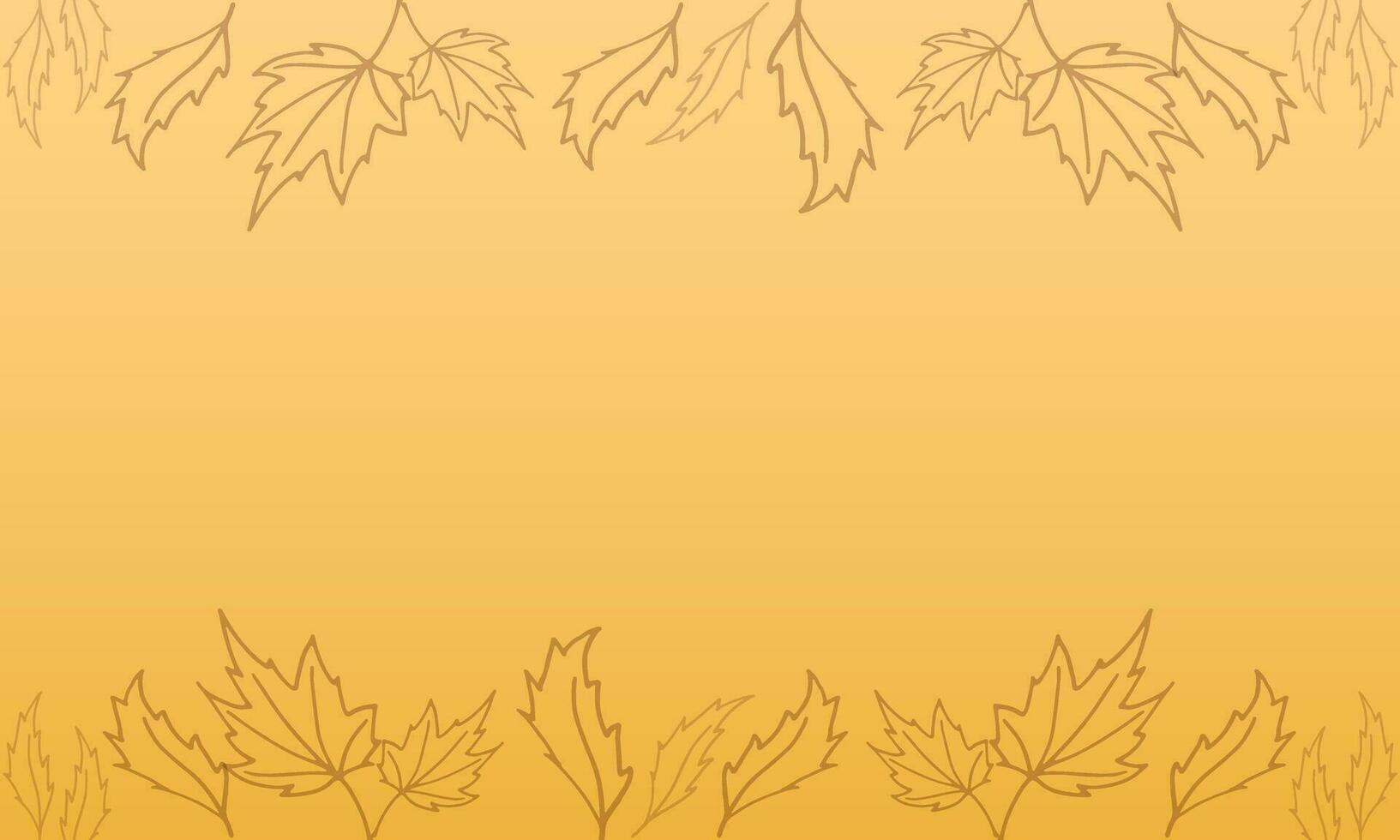 Abstract autumn Background with leaves. Orange Vector template. Yellow gradient border.