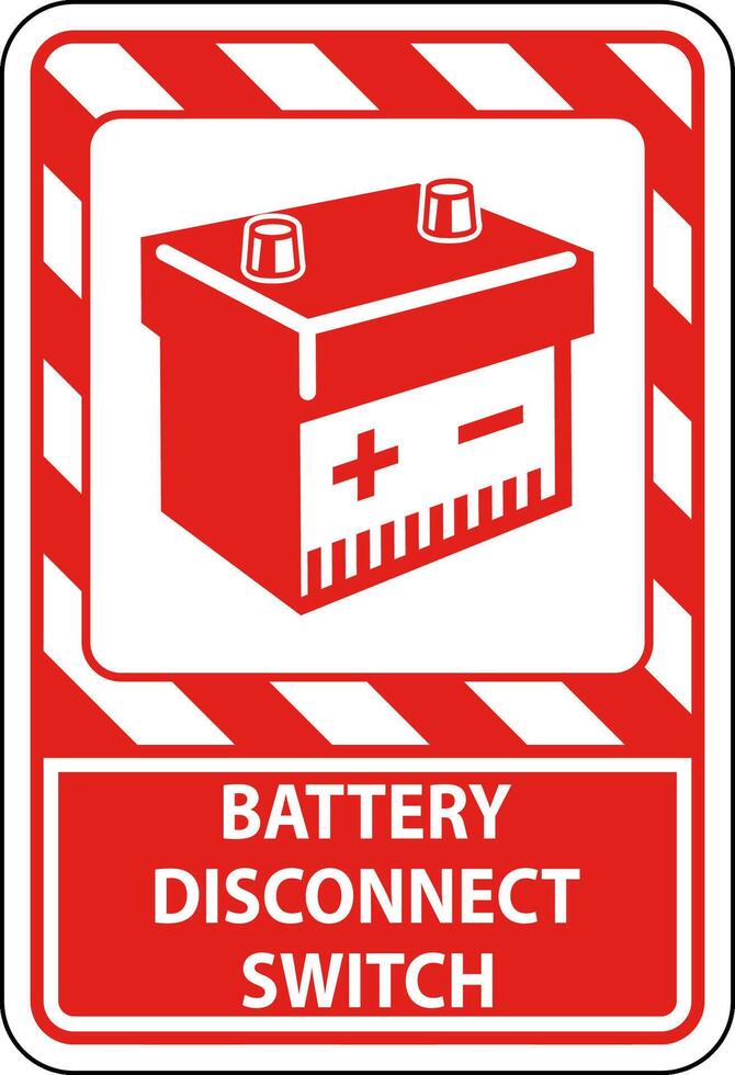 Battery Disconnect Switch Sign On White Background vector