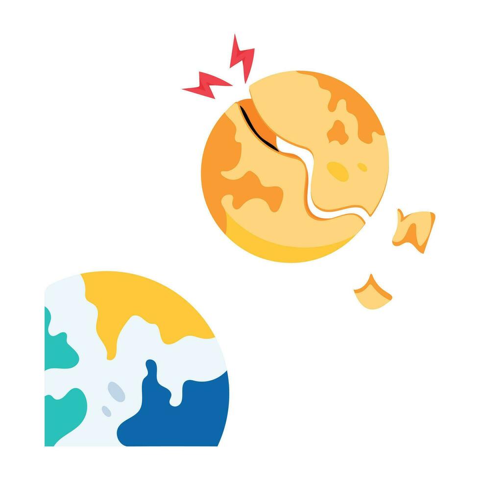 Trendy Destroyed Planet vector