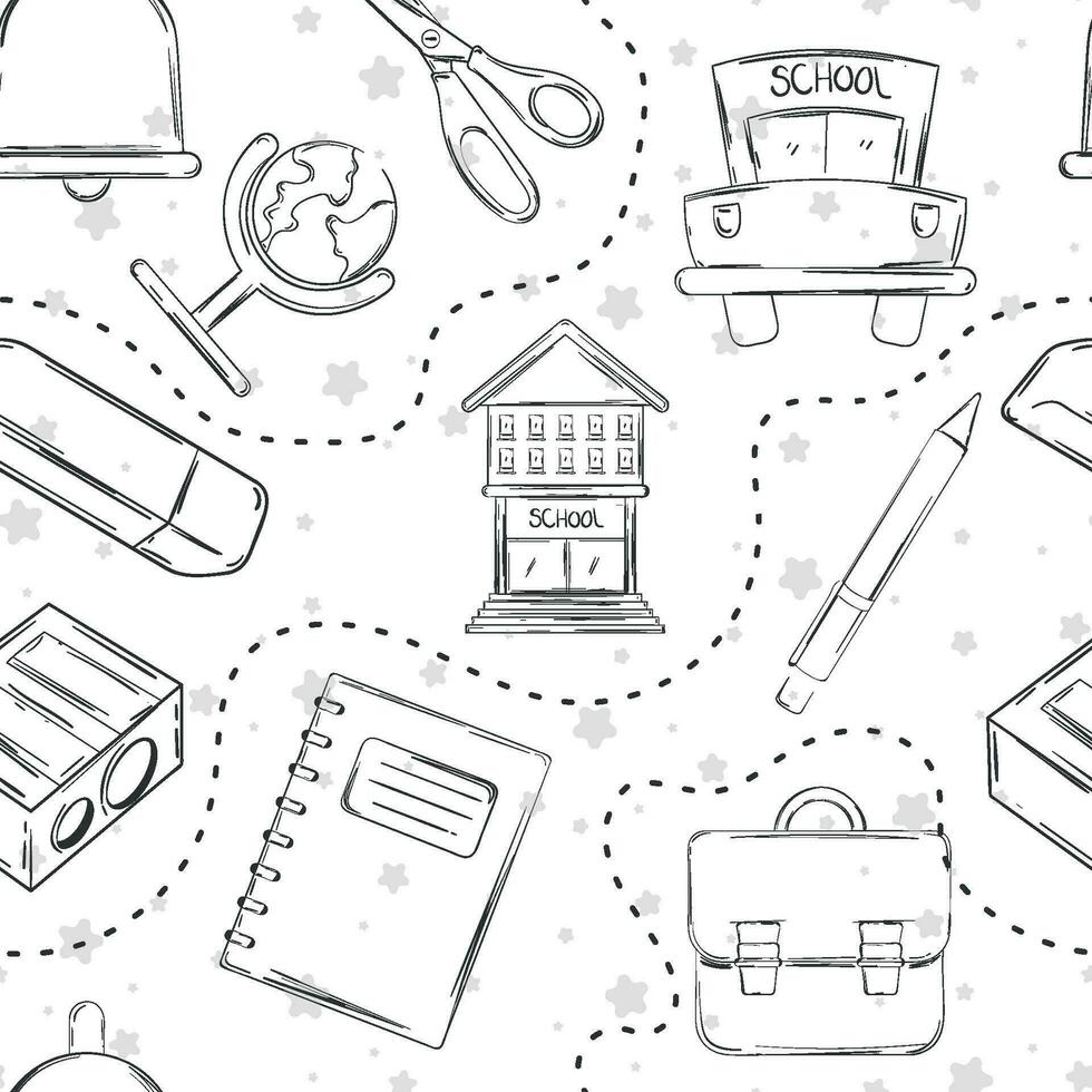 Seamless pattern background with school supply icons Vector
