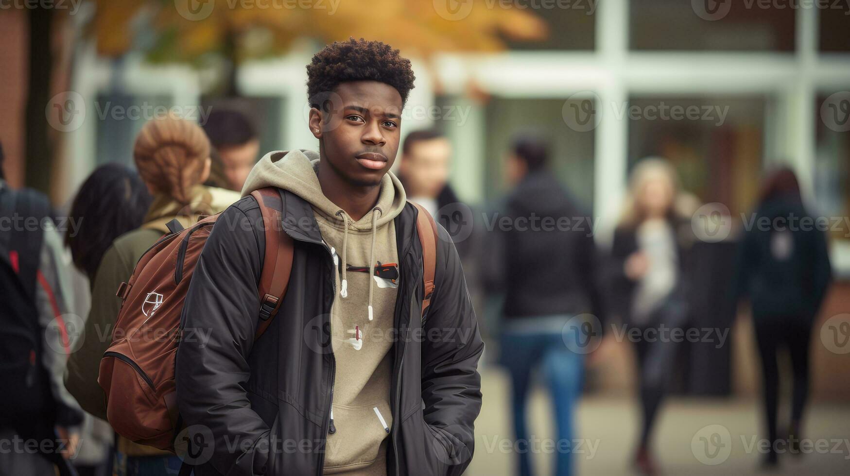 A black young male refugee has arrived in a new country, receives help and knowledge in a training center. Adaptation to a new place, assistance to refugees. Immigrant AI generated photo