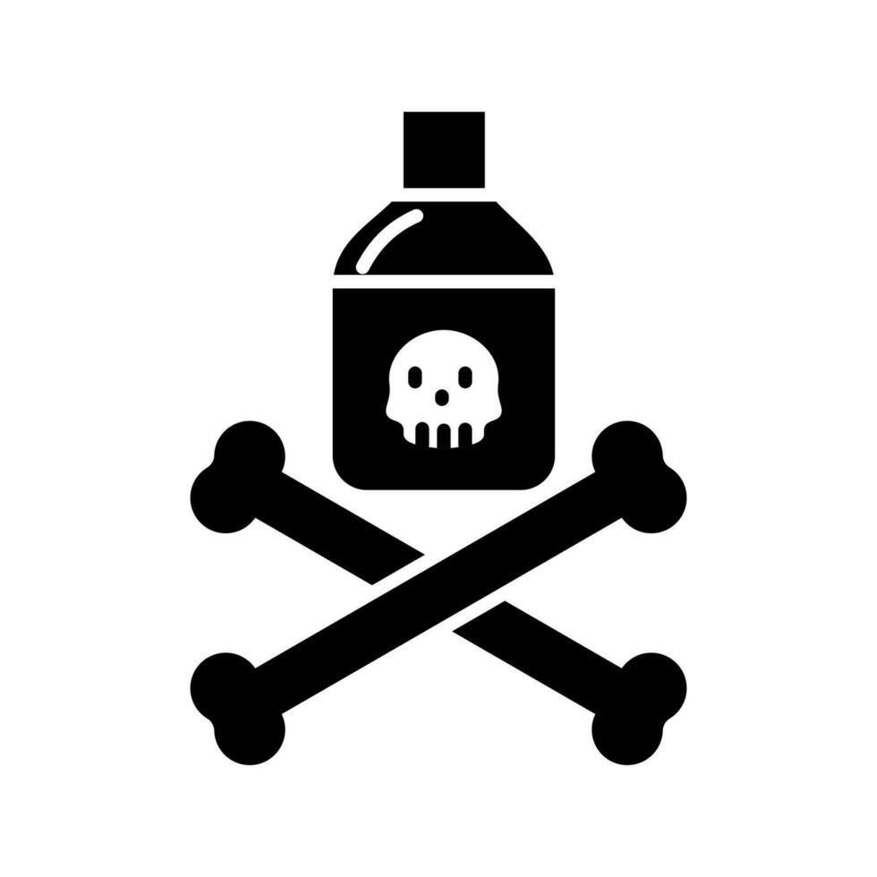Poison or poison bottle with skull and crossbones vector icon. pesticide,isolated white background editable.