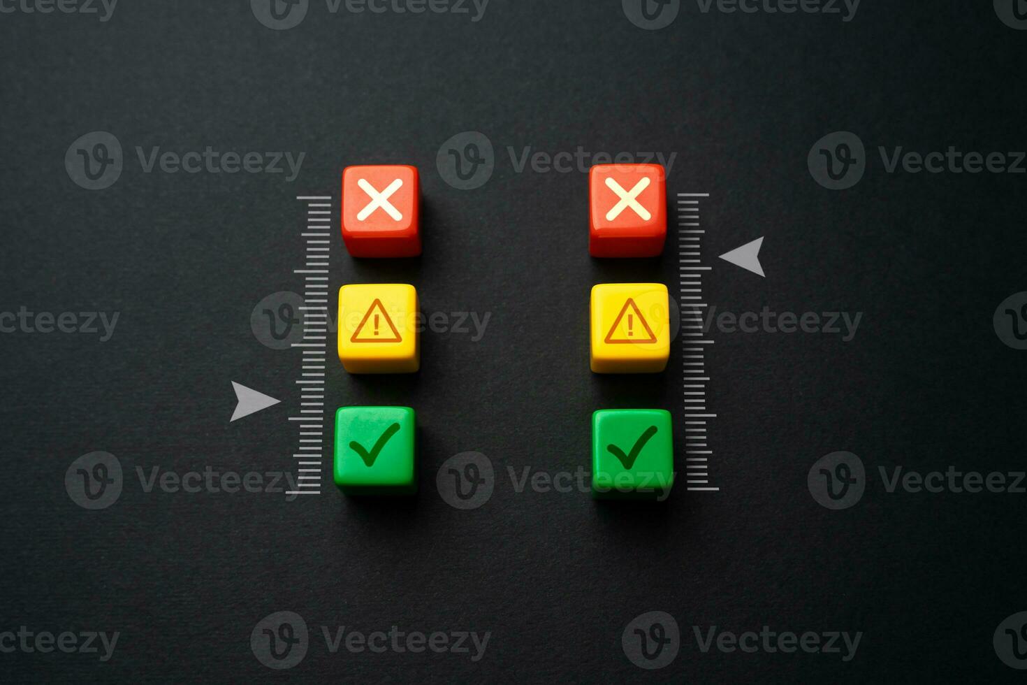Danger levels. Anxiety scale. An increase in stress. Mental health. Acceptable levels and limits. Keep processes under control. photo