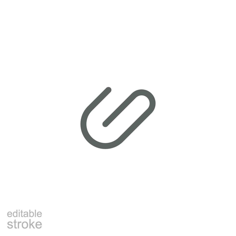 Paper clip icon. Simple outline style. Paperclip, attach, document clip, staple, fastener, page clamp, office concept. Thin line symbol. Vector isolated on white background. Editable stroke SVG.