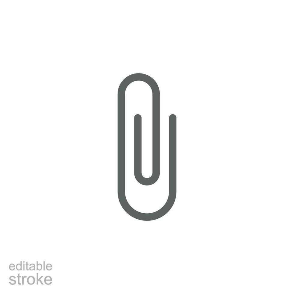 Paper clip icon. Simple outline style. Paperclip, attach, document clip, staple, fastener, page clamp, office concept. Thin line symbol. Vector isolated on white background. Editable stroke SVG.