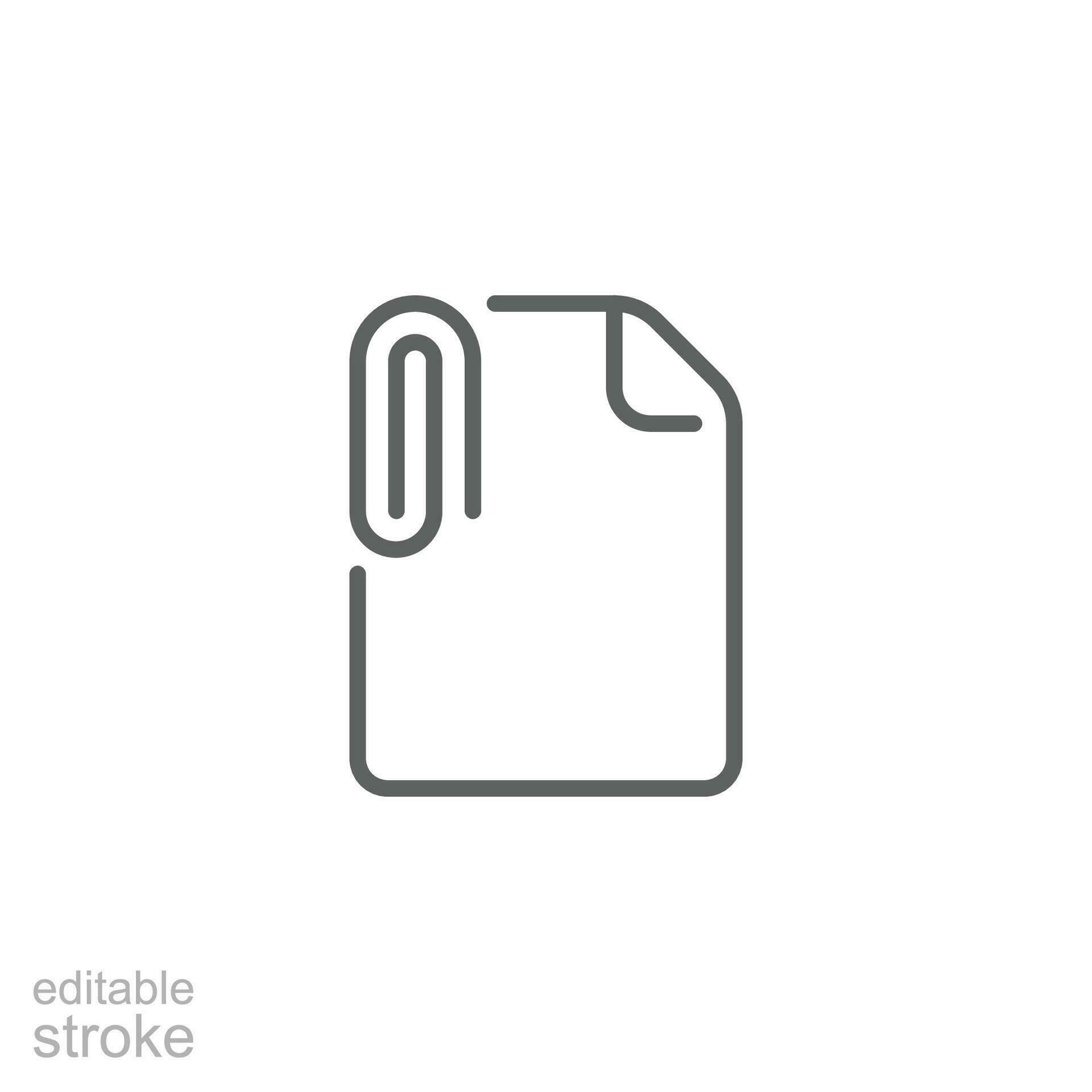 File attachment icon. Simple outline style. Paper clip, attach document