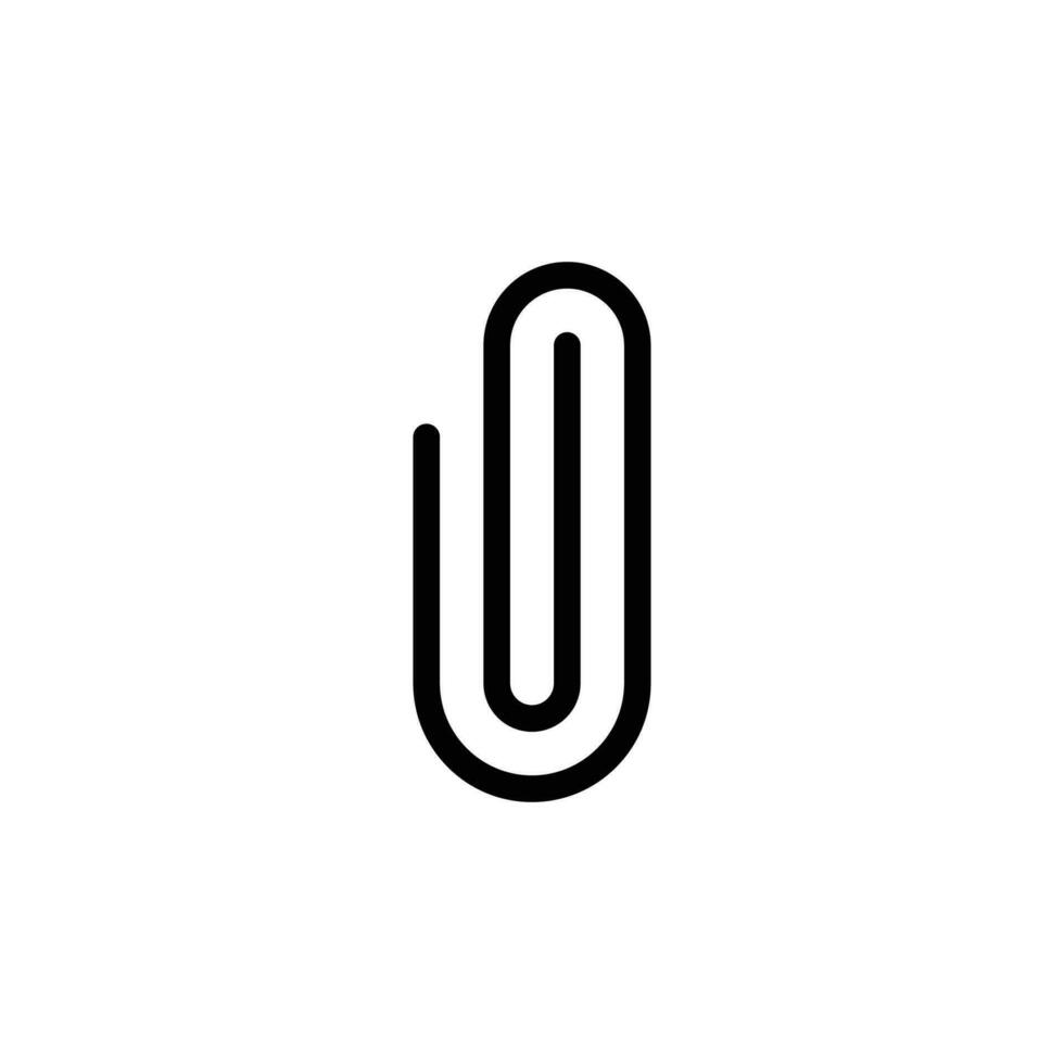 Paper clip icon. Simple outline style. Paperclip, attach, document clip, staple, fastener, page clamp, office concept. Thin line symbol. Vector isolated on white background. SVG.