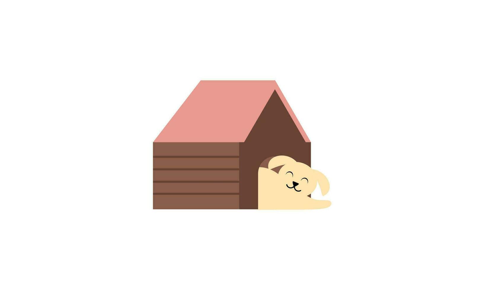 Dog cartoon inside wood house design vector