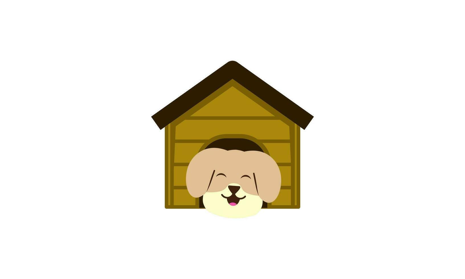 Dog cartoon inside wood house design vector