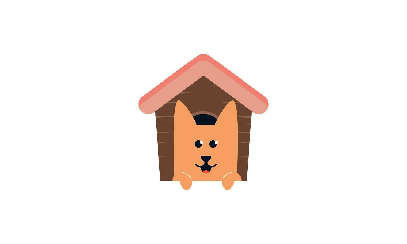 Dog cartoon inside wood house design vector