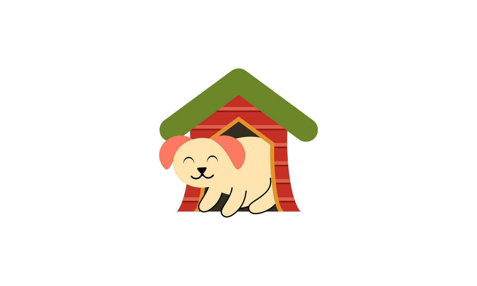 Dog cartoon inside wood house design vector