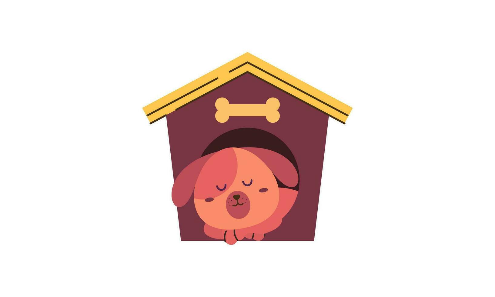 Dog cartoon inside wood house design vector