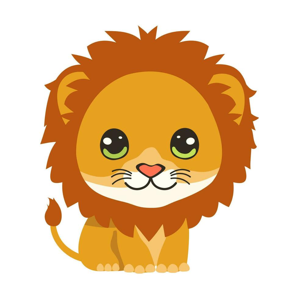 Vector cartoon illustration with cute lion