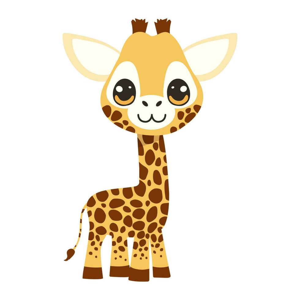 Vector cartoon illustration with funny cute giraffe