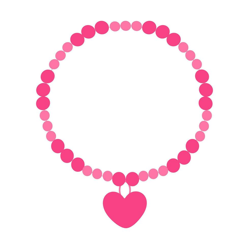 vector illustration with pink heart necklace